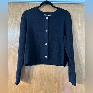 MICHAEL Michael Kors Black Cardigan with Gold Buttons